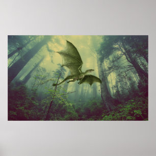 Dragon forest fantasy art Poster