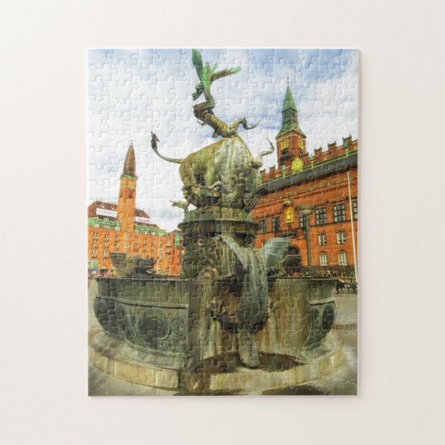Dragon Fountain in Copenhagen Jigsaw Puzzle (Vertical)