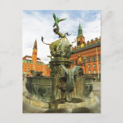 Dragon Fountain in Copenhagen Postcard