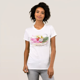 Dragon Fruit and Pink Orchid Tropical Calligraphy T-Shirt