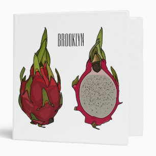 Dragon fruit cartoon illustration 3 ring binder