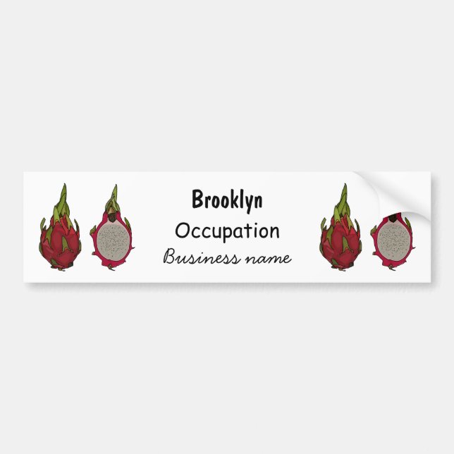 Dragon fruit cartoon illustration bumper sticker (Front)