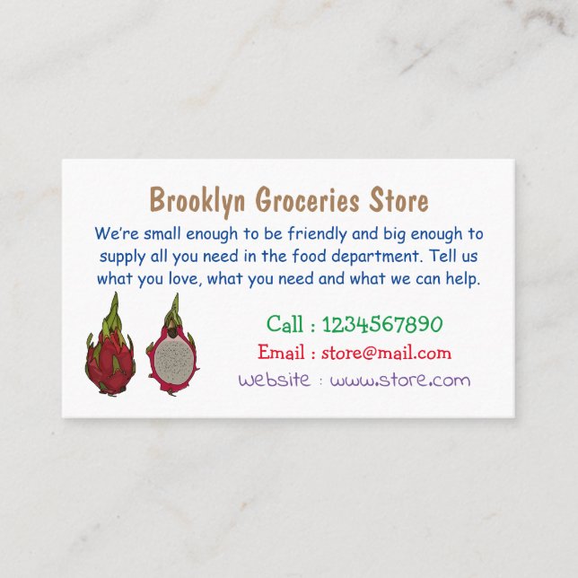 Dragon fruit cartoon illustration business card (Front)
