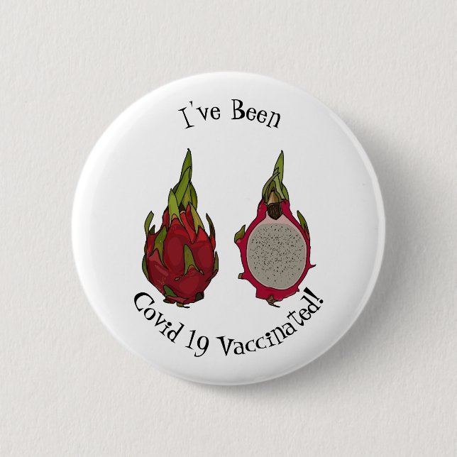 Dragon fruit cartoon illustration button (Front)