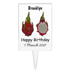 Dragon fruit cartoon illustration cake topper