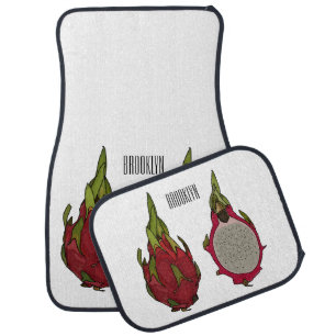 Dragon fruit cartoon illustration  car floor mat