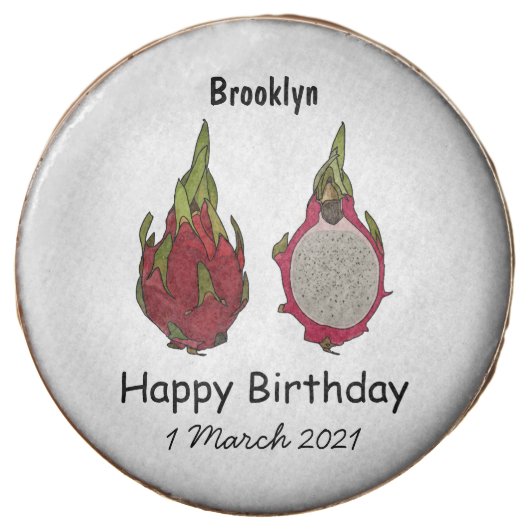 Dragon fruit cartoon illustration chocolate covered oreo (Front)