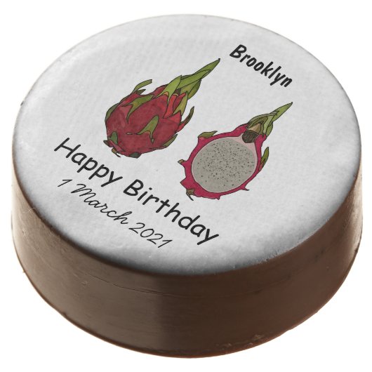 Dragon fruit cartoon illustration chocolate covered oreo (Angled)