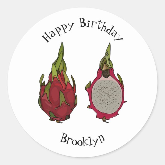 Dragon fruit cartoon illustration  classic round sticker (Front)