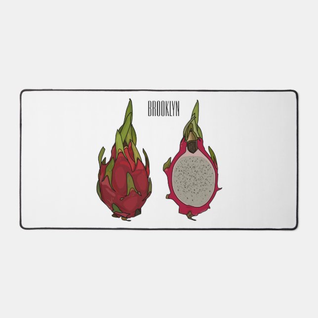 Dragon fruit cartoon illustration desk mat (Front)