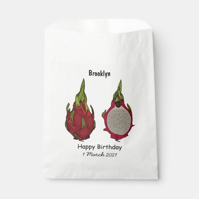 Dragon fruit cartoon illustration favor bag (Front)