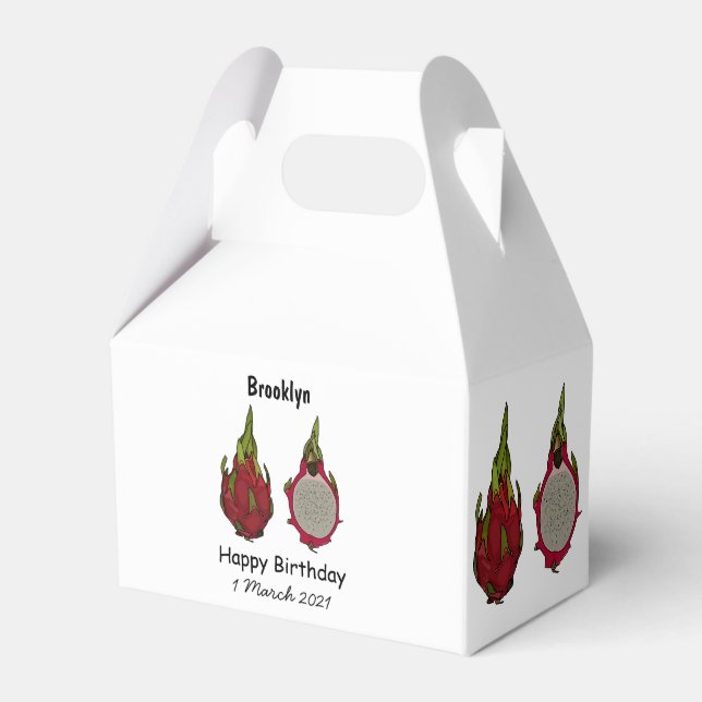 Dragon fruit cartoon illustration  favor boxes (Front Side)