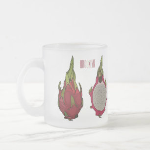 Dragon fruit cartoon illustration  frosted glass coffee mug
