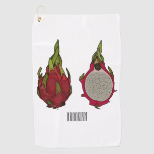 Dragon fruit cartoon illustration golf towel