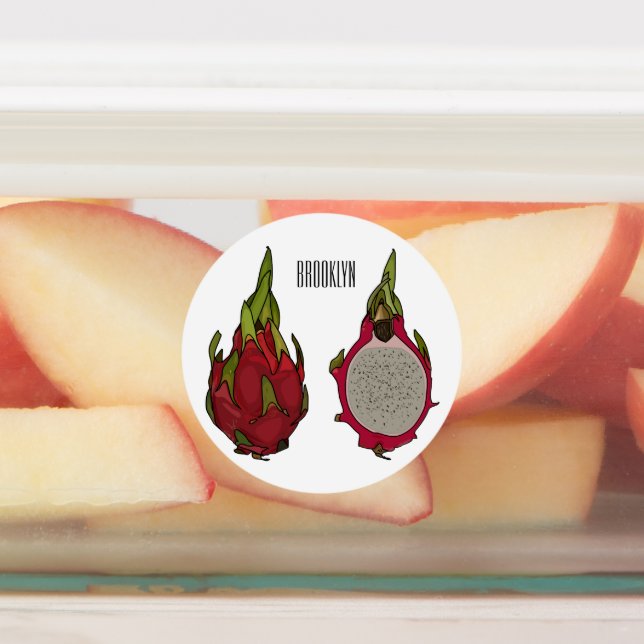 Dragon fruit cartoon illustration labels (Affixed)