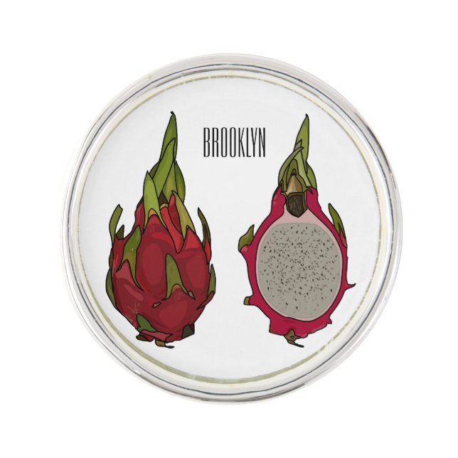 Dragon fruit cartoon illustration lapel pin (Front)