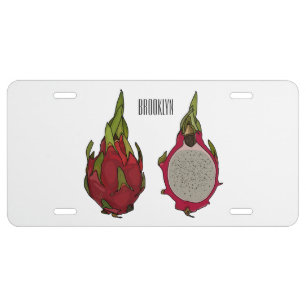 Dragon fruit cartoon illustration license plate