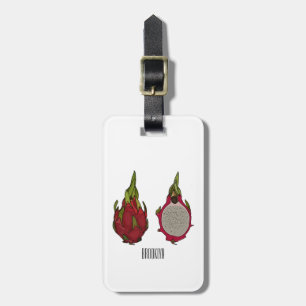 Dragon fruit cartoon illustration luggage tag
