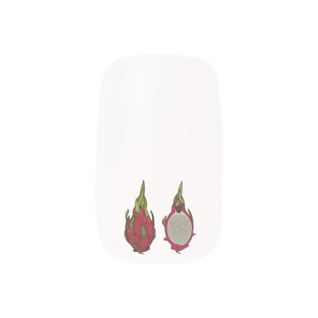 Dragon fruit cartoon illustration minx nail art (Left Thumb)