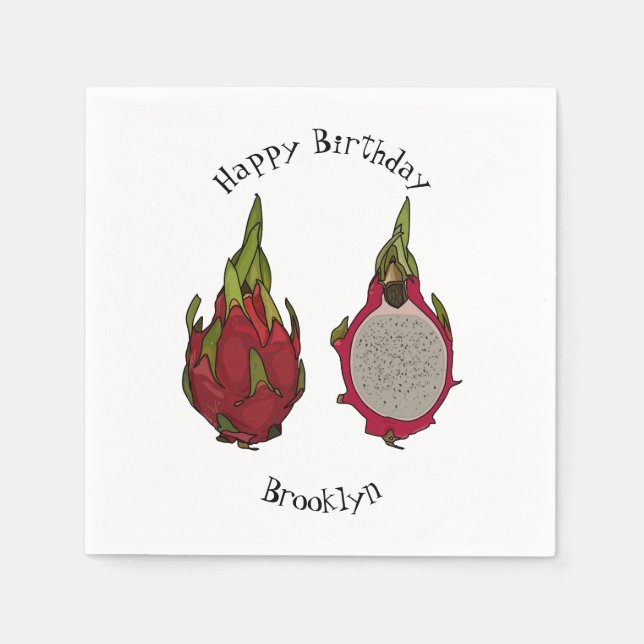 Dragon fruit cartoon illustration  napkins (Front)