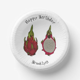Dragon fruit cartoon illustration paper bowls