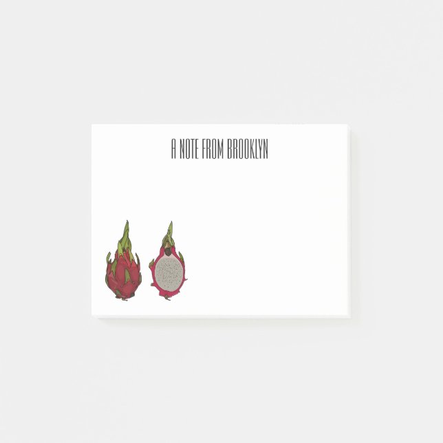 Dragon fruit cartoon illustration  post-it notes (Front)
