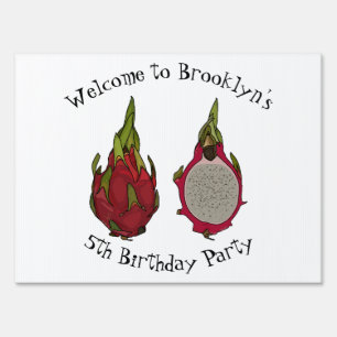 Dragon fruit cartoon illustration sign