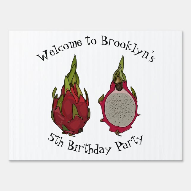 Dragon fruit cartoon illustration sign (Front)