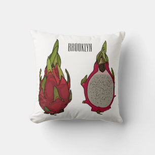 Dragon fruit cartoon illustration throw pillow