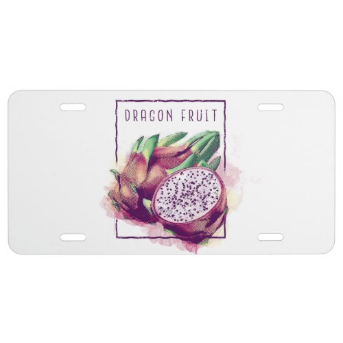 Dragon fruit exotic food design license plate