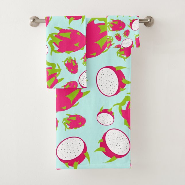 Dragon Fruit Pattern Bath Towel Set (Insitu)