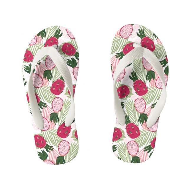 Dragon fruit pattern  kid's flip flops (Footbed)