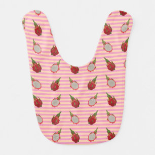 dragon fruit pattern with pink strips baby bib