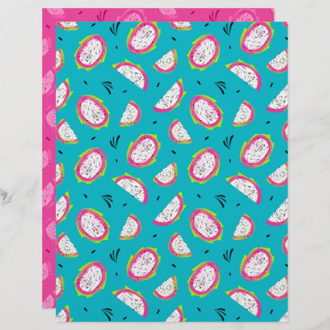 Dragon Fruit Scrapbook Paper (Front/Back)