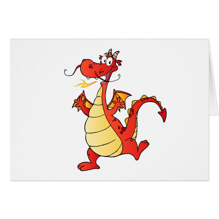 Dragon Funny Happy Fantasy Fiction Drawing Cartoon Cards