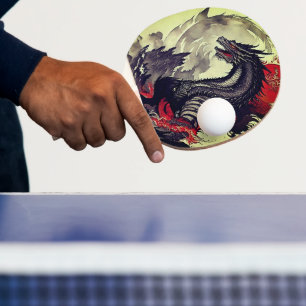 Dragon Fury  - Retro Artistic Ping Pong Paddle