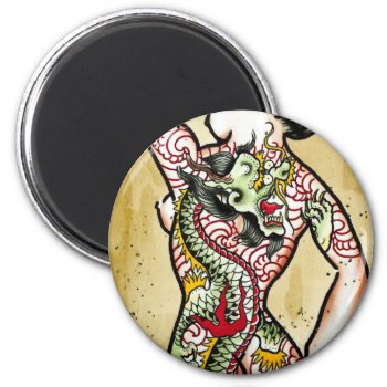 "dragon Geisha" Magnet by TattooBrad at Zazzle