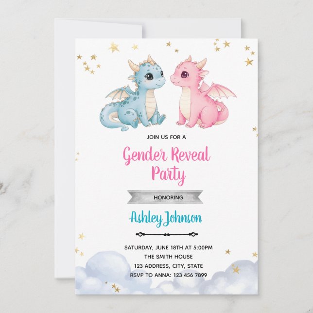 Dragon Gender Reveal Invitation (Front)