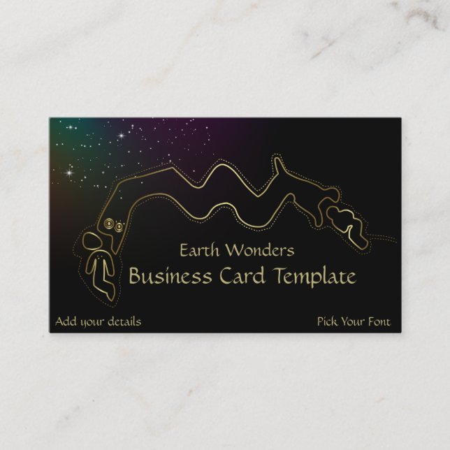 Dragon Geoglyph Nazca Line Peru Gold Business Card (Front)