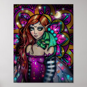 Dragon Girl Fantasy Art by Molly Harrison Poster