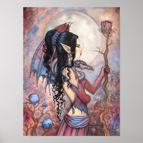 DRagon Girl Gothic Fantasy Art by Molly Harrison Poster
