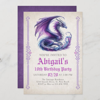 Dragon Girl's Birthday Invitation