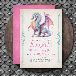 Dragon Girl's Birthday Invitation