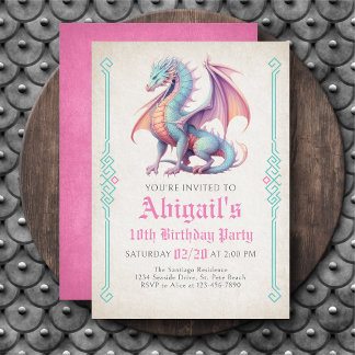 Dragon Girl's Birthday Invitation