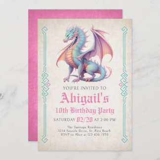 Dragon Girl's Birthday Invitation