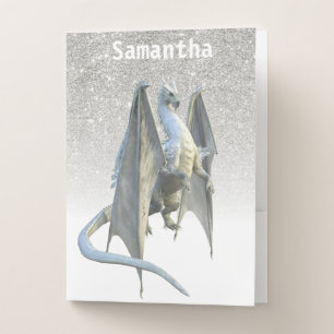Dragon Glitter Ice White Personalized Pocket Folder