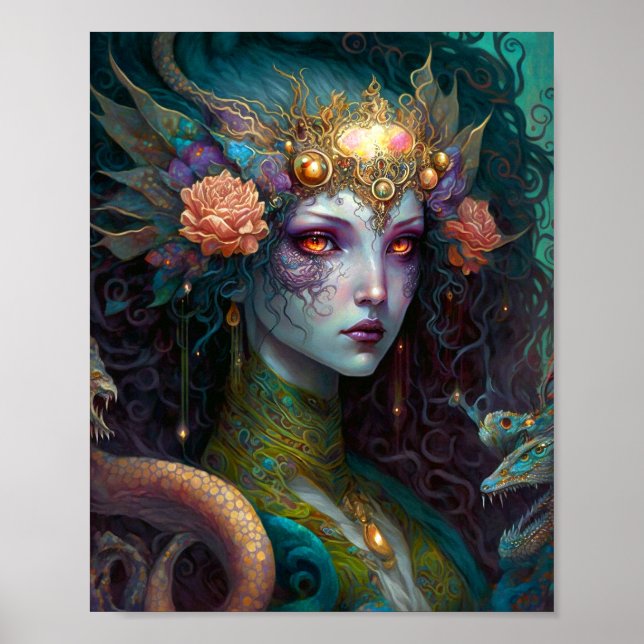 Dragon Goddess Queen Fantasy Art Poster (Front)