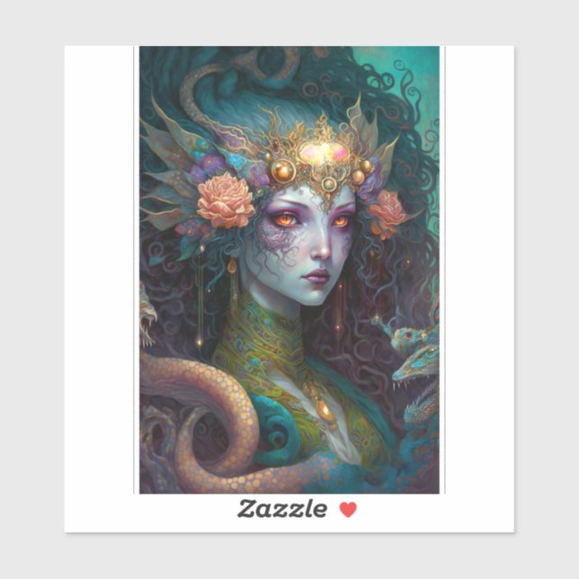 Dragon Goddess Queen Fantasy Art Sticker (Sheet)