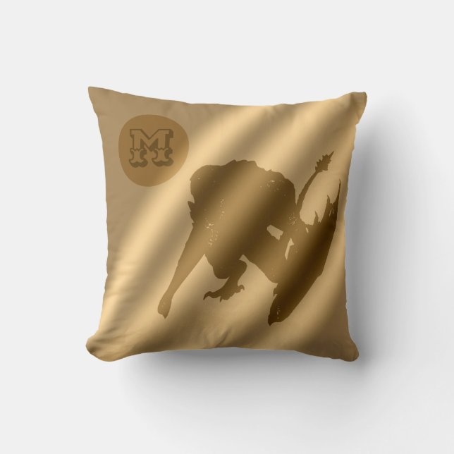 Dragon Gold Luxury Monogram Throw Pillow (Front)