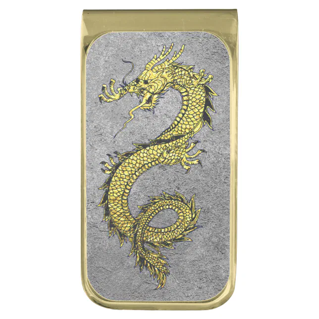 P*a様 龍〜Dragon〜銀製ゴールド塗装　ハンドメイドのオリジナルマネークリ Dragon Gold on Silver Personalize Finish Money Clip | Zazzle